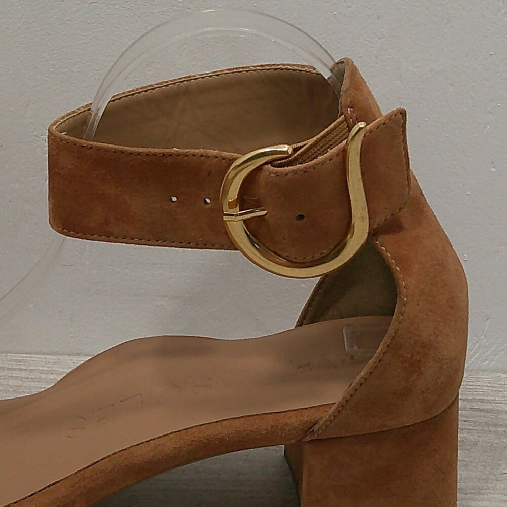 Aerosoles Women's Eliza Tan Sandals with Gold Buckle block heel Size 10 - Picture 5 of 14